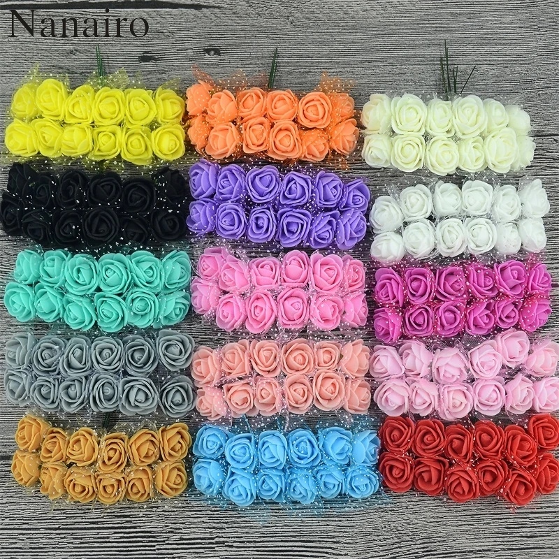 

Cheap 144PCS Mini Artificial Bubble Rose Bouquet Multi-color Wedding Home Decoration Artificial Flower Craft Garland Accessories