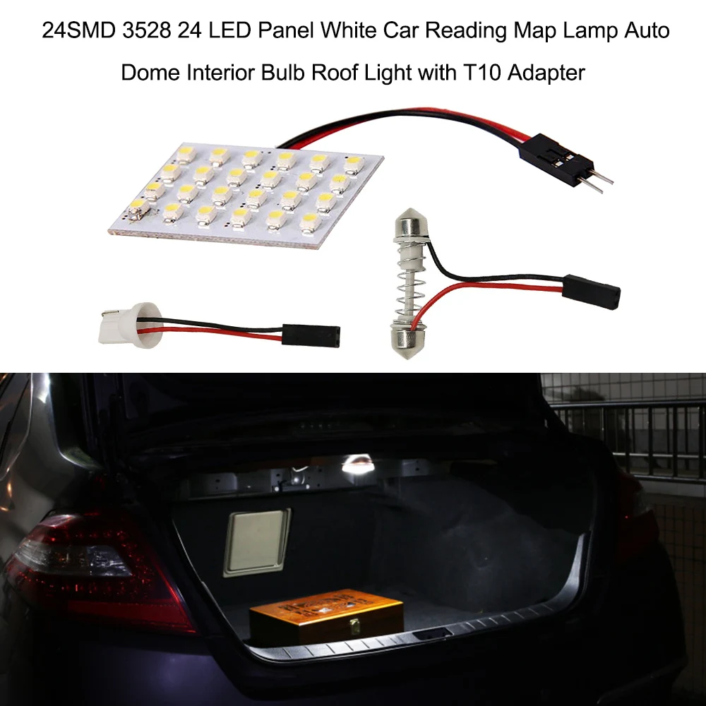 48 SMD 3528 48 светодиодный панель белая автомобильная лампа для чтения карты Авто купольная интерьерная лампа на крышу светильник с адаптером T10