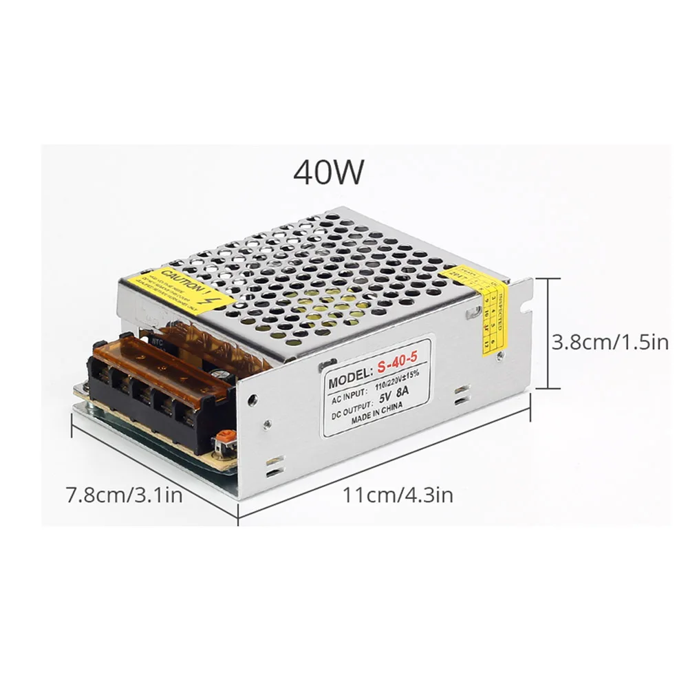 5 в постоянного тока Светодиодный источник питания AC110-220V, 2A, 5A, 8A, 10A, 20A в постоянный ток, 5 В светодиодный адаптер, светильник, трансформаторы для переключения полосы, светильник - Цвет: 5V 40W 8A