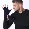 Gants en tricot Jacquard épais en laine acrylique pour hommes, à la mode, à moitié des doigts, pour écran tactile, à la mode ► Photo 2/5