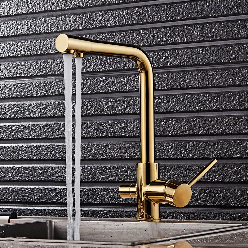 Gold Color 3 Way Water Filter Tap Three Way Sink Mixer 3 Way