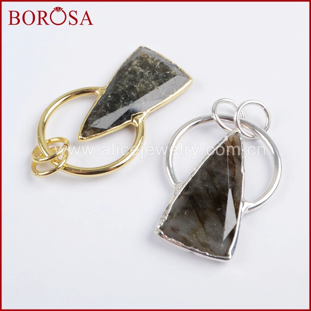 BOROSA Золотой/Серебряный цвет треугольник натуральный лабрадорит кулон для