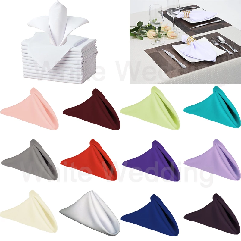 

Square Napkins for wedding event decor Burgundy Black White HAORUI 10Pcs 40cm