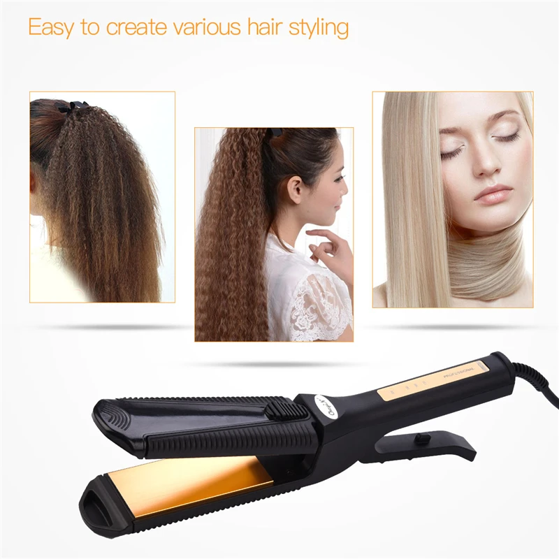 

3 in 1 Hair Curler Flat Iron Interchangeable Titanium Plate Hair Crimper Straightener Corn Waver Corrugated Curling Iron P42