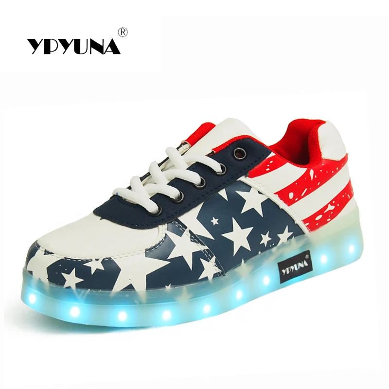 

YPYUNA // USB illuminated krasovki luminous sneakers glowing kids shoes children with led light up sneakers for girls&boys