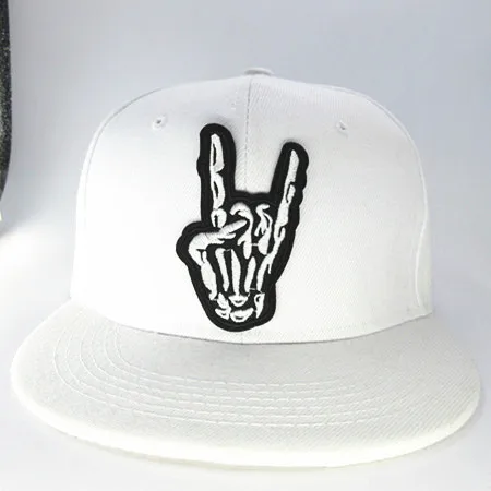 LDSLYJR skull gesture embroidery cotton Baseball Cap hip-hop cap Adjustable Snapback Hats for men and women 67 - Цвет: white