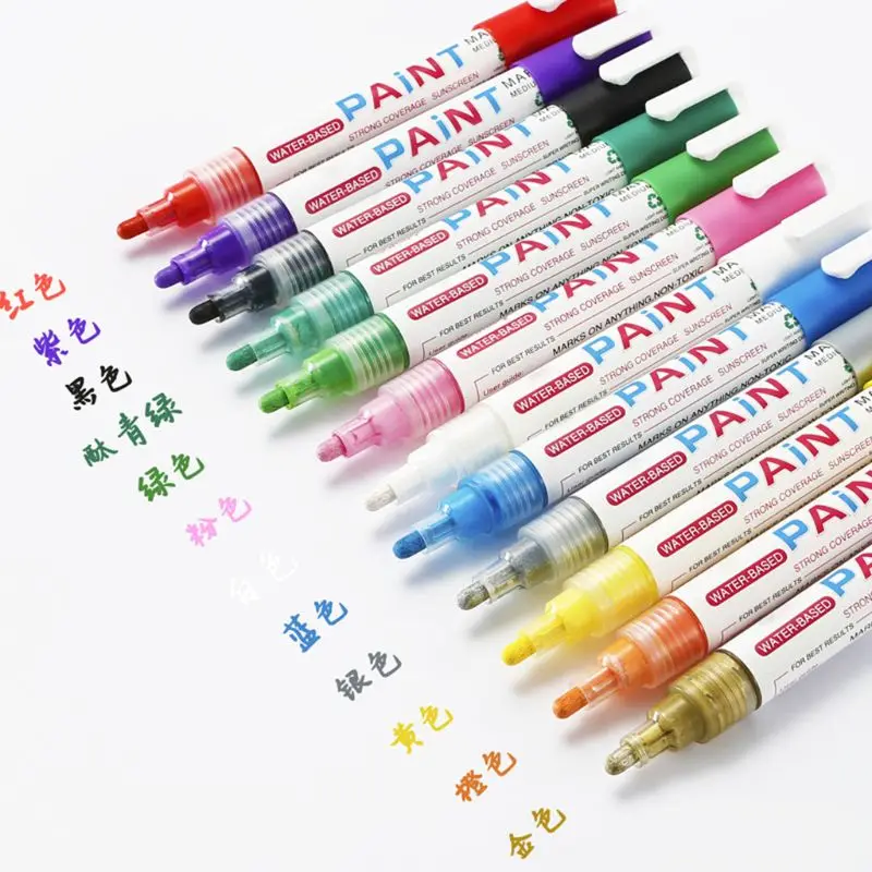 Водонепроницаемый маркер с перманентной краской ручка для автомобильных шин протектора резины металла Graffti канцелярские принадлежности 12 цветов маркер