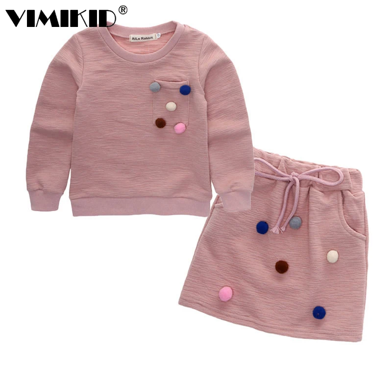 VIMIIKID 2018 комплект зимней одежды рубашка с длинным рукавом и бабочкой юбка