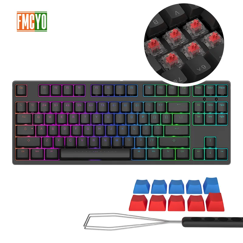 

FMCYO RGB Backlight Colorful Mechanical Keyboard Eat Chicken Game Notebook Cherry UGreen Axis Teclado Gamer