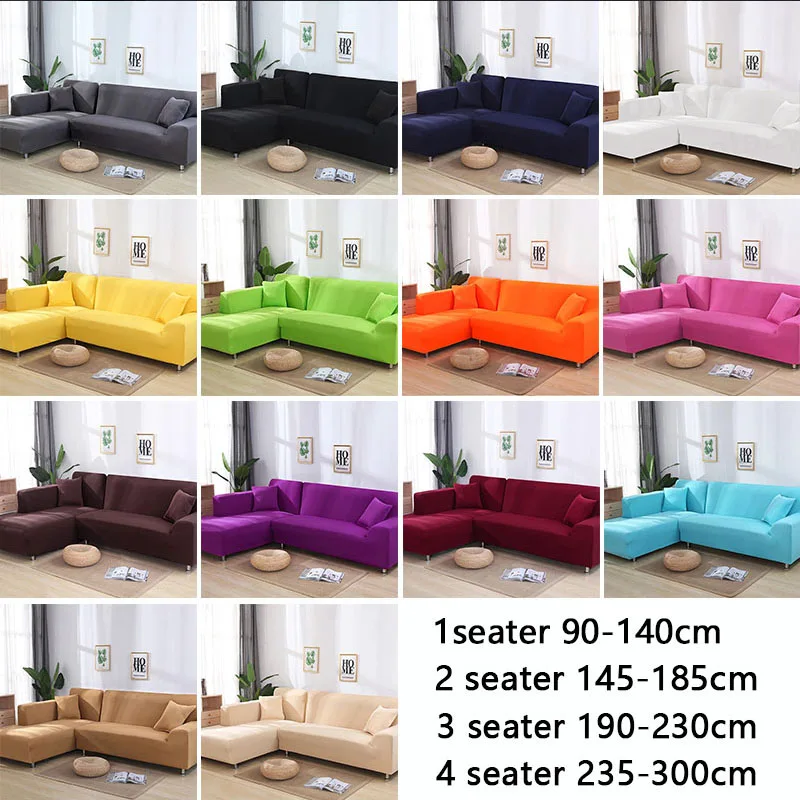 

2pcs solid color Sofa Cover Set Couch Cover Elastic Corner Sofa Covers for Living Room Stretch L Shaped Chaise Longue Slipcover