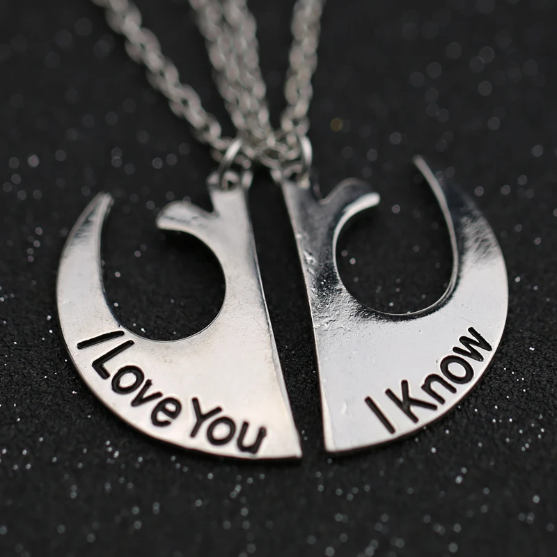Ожерелье Звездные войны, знак Rebel Alliance I Love You I Know, серебряный цвет, кулон, модные ювелирные изделия из фильма для мужчин и женщин