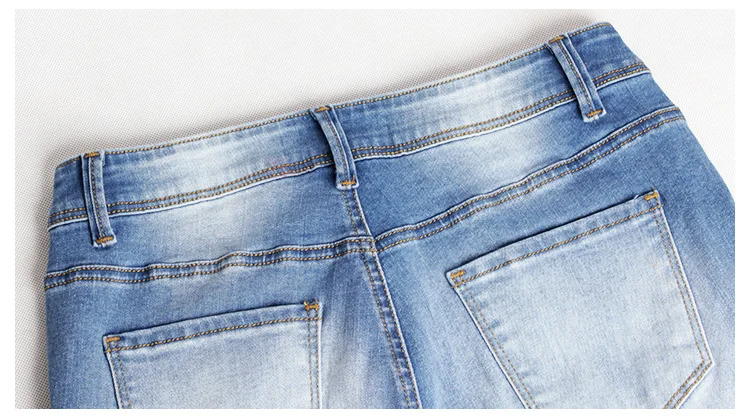 2017 autumn and winter fashion Europe and the United States foreign trade women's holes Slim stretch jeans feet pencil jeans (13)