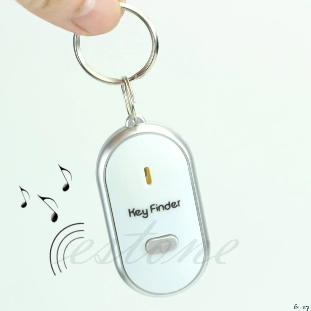 

White LED Key Finder Locator Find Lost Keys Chain Keychain Whistle Sound Control