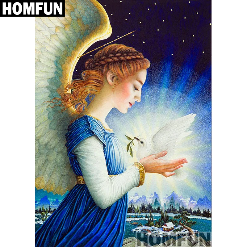 Алмазная 5d-картина HOMFUN Ангел белый голубь вышивка крестиком из