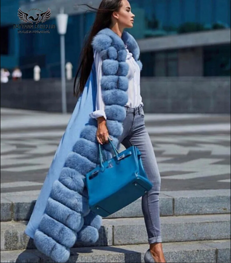 Tatyana Furclub Fur Vest Rabbit Fur Vest Is 130 cm Whole Skin Long Coat Women Sleeveless 2018 Winter Slim Real Fur Coat