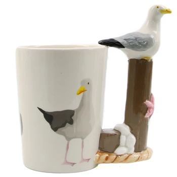 

1Piece Adorable Seabirds Mug Seaside Otagiti 3D Seagull Shape Ceramic Coffee Mug Animal Cup Office Drinkware