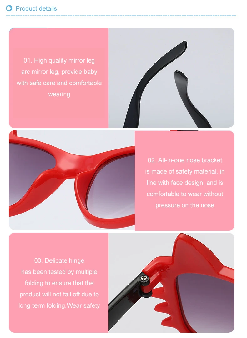 MINIMUM Children Cute Cat Head Type Fashion Sunglasses Sunshade Ultra-light Frame Clear Lens Sunshades Girls Sun glasses1 (10)