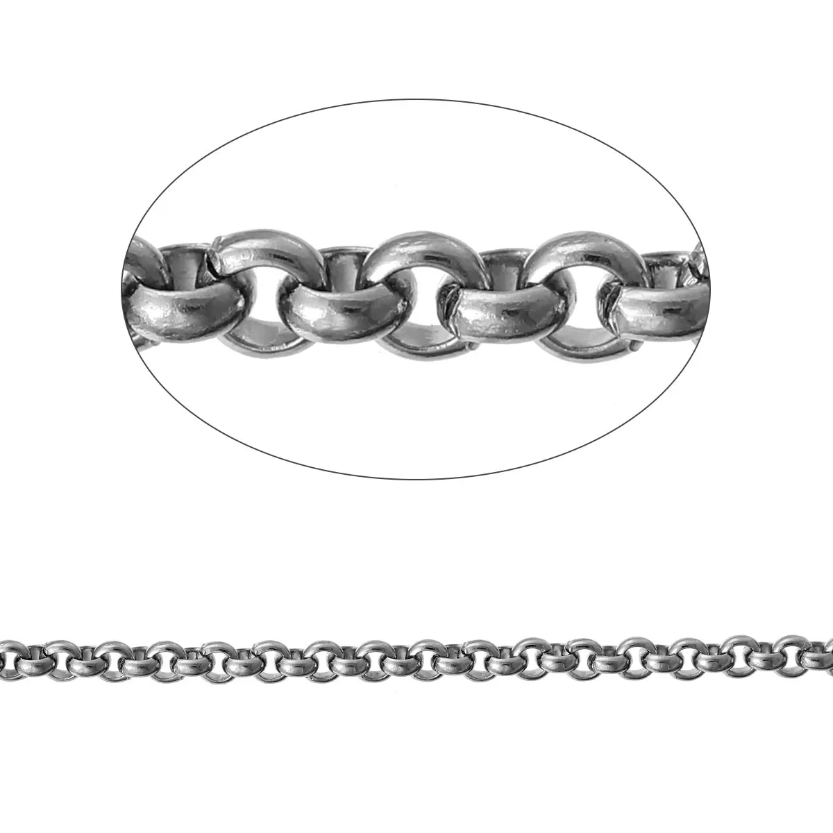 DoreenBeads 304 Stainless Steel Link Rolo Chain Findings dull silver