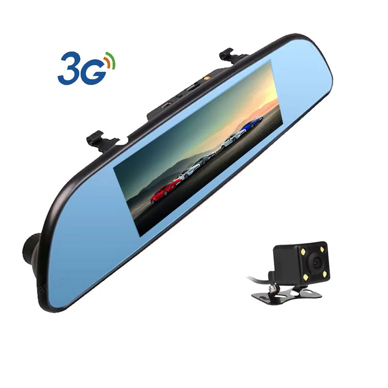 FHD Video Camera Supports GPS Navi Bluetooth WIFI Dash camera recorder Dual Lens 3G Car DVR 7 inch 1080P Rear View Mirror