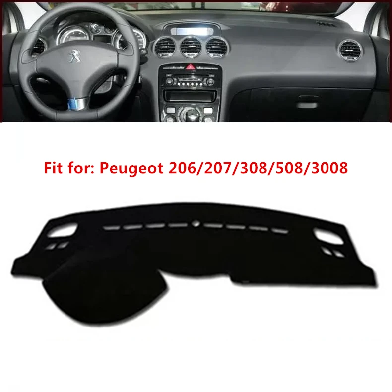 Для peugeot 206 307 308 508 3008 все черные чехлы на приборную панель автомобиля Dashmats Pad Авто тент подушка ковер протектор