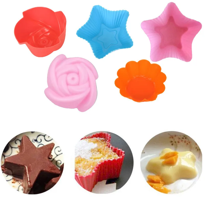 

Hoomall 6pcs/set Random Color Silicone Jelly Mould Cupcake Maker Muffin Cup Baking Cake Decorating Tools Baking Cake Molds