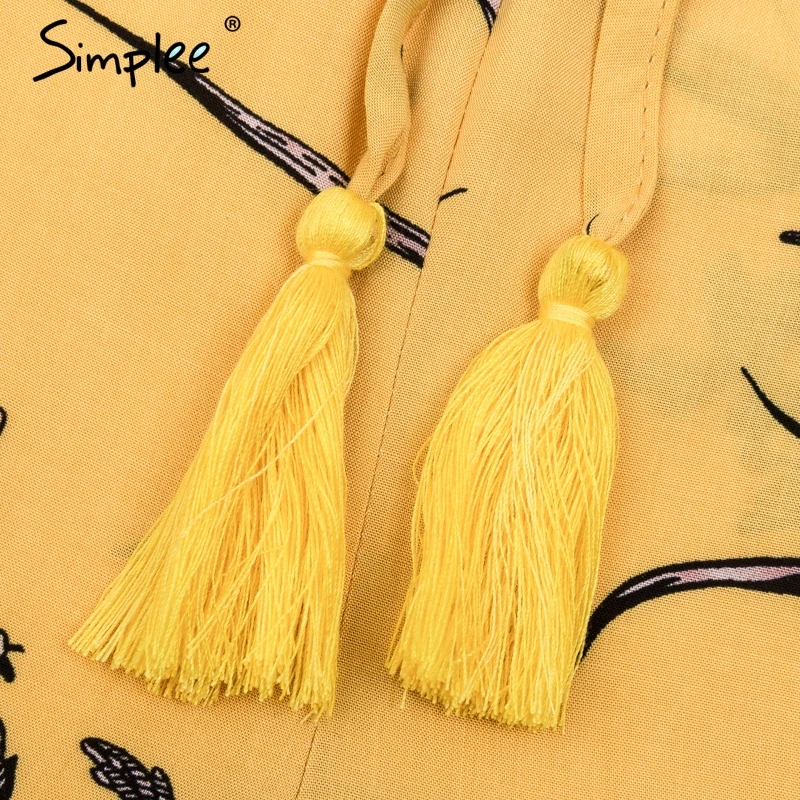 Simplee V шеи печати boho Летний комбинезон с оборками коротким рукавом сексуальный