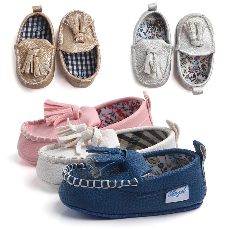 

New Baby Toddler Loafers Soft Faux Leather Flat Slip-on Crib Shoes//