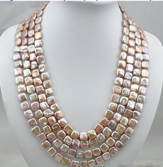 

FREE shipping>>>> 100"12mm square purple freshwater pearl necklace 6.07 6.8