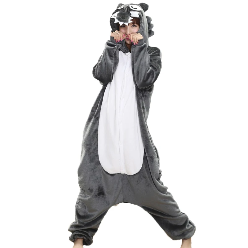 

Adult Pajamas Men Women Animal Pajamas Wolf Costume Flannel Winter warm Homewear Cosplay Onesies sleepwear lounge home clothing