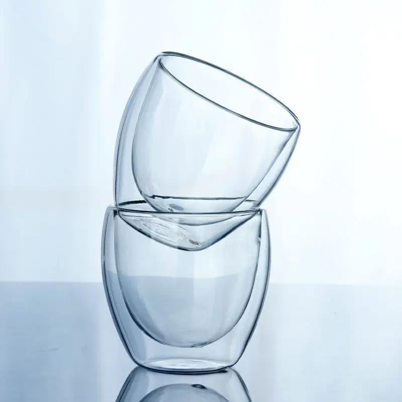 Двухслойная настенная прозрачная стеклянная термостойкая чайная кофейная кружка боросиликатная чашка