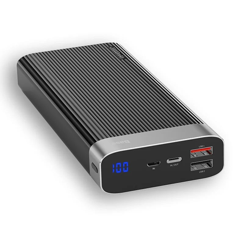 Baseus 20000 mAh Quick Charge 3,0 power Bank 20000 mAh type C PD QC3.0 портативное Внешнее зарядное устройство power bank для Xiaomi Mi - Цвет: Black