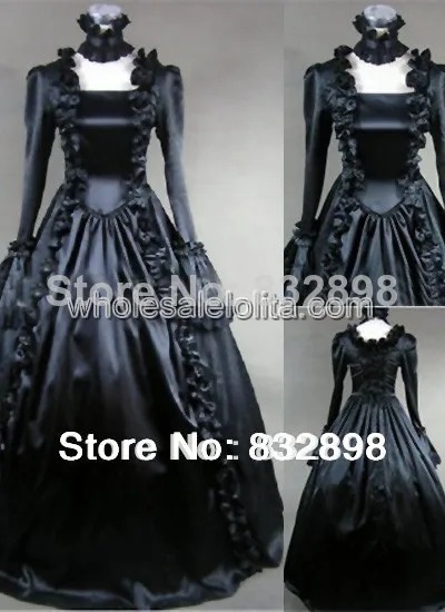Puro Nero Gotico Vittoriano Vestito Lungo Abbigliamento Vittoriano|victorian  clothing|dress longgothic victorian dress - AliExpress