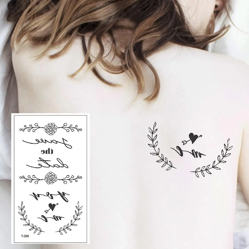 

T-209 Letter creative art temporary tattoo sticker detachable waterproof body arm chest shoulder suitable for girls