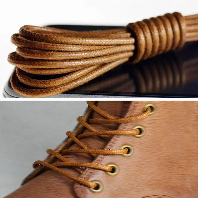 1Pair Waxed Cotton Round Shoe laces Leather Waterproof ShoeLaces Men