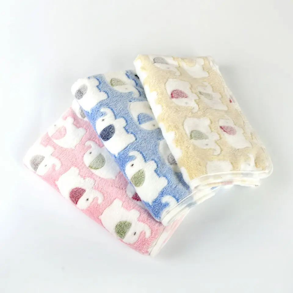 

Manufacturer Wholesale Cartoon Elephant Pet Blanket Coral Cloth with Soft Nap Thick Warm Kennel Teddy Mat Cats And Dogs Blanket