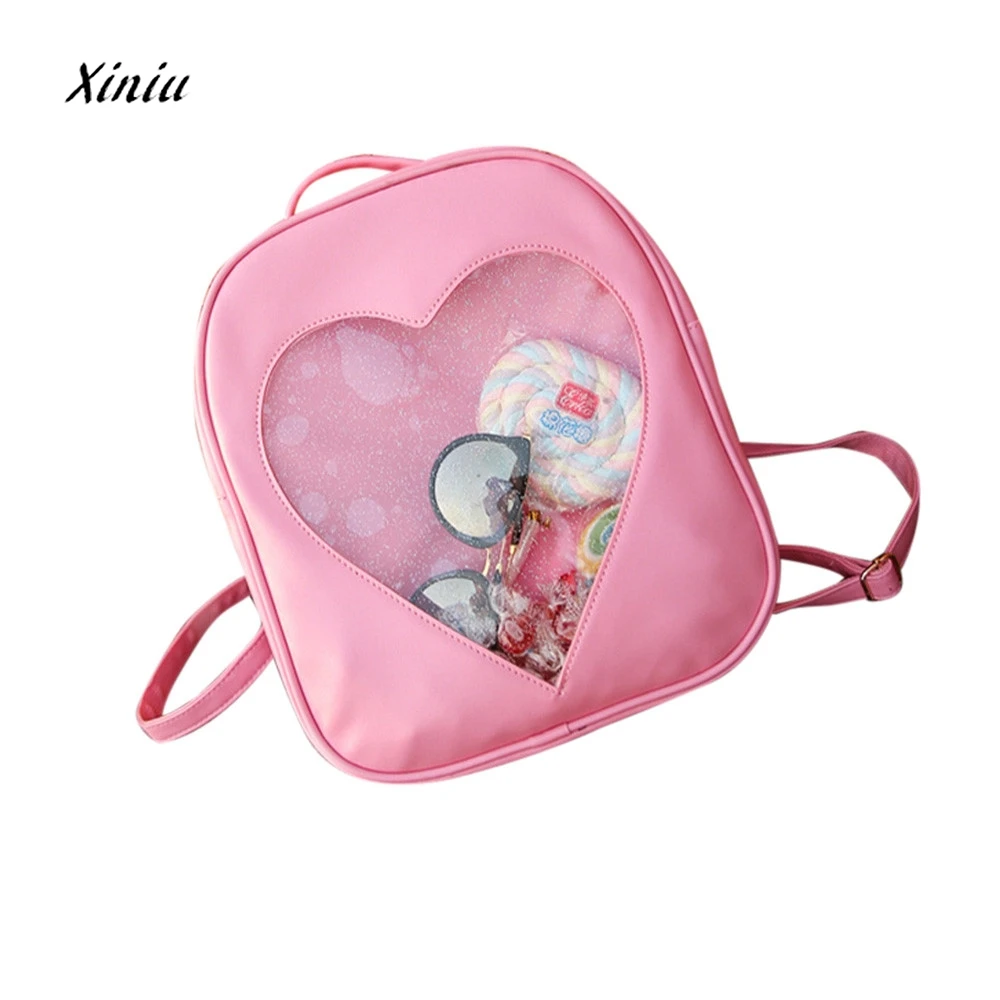 Summer Candy Transparent Love Heart Shape Backpacks Women School Backpack Bags for Teenage Girls