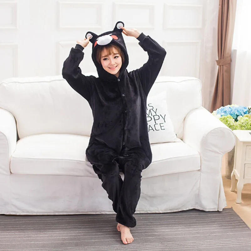 

ANIMALCARTOON 2019 Kumamoto Bear Flannel Autumn and winter Cosplay Cartoon animals Pajamas for women adult Hooded Pajama sets On