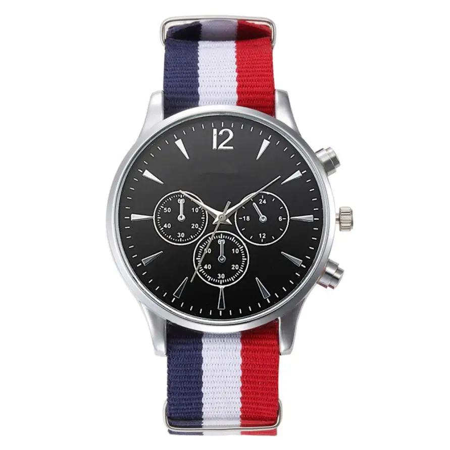 A Мужские часы Reloj Hombre простые Роскошные Кварцевые наручные часы из холста модные круглые часы 18JAN23 - Цвет: A