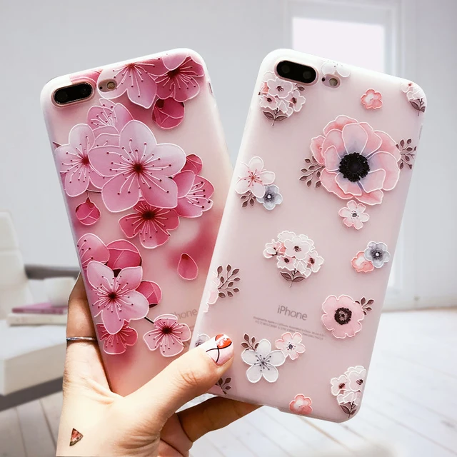 Girl Phone Case for iPhone 6 6s 7 Plus Cover Flower Silicone Soft Coque