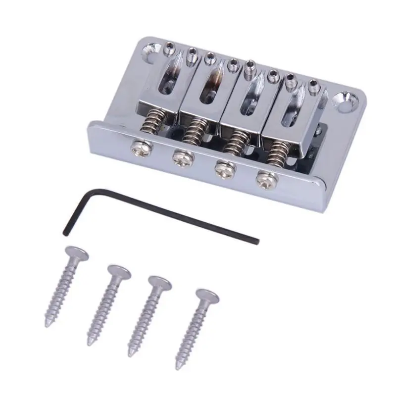 

Cigar Box Guitar Parts: 4-string Chrome Hard-tail Adjustable Bridge