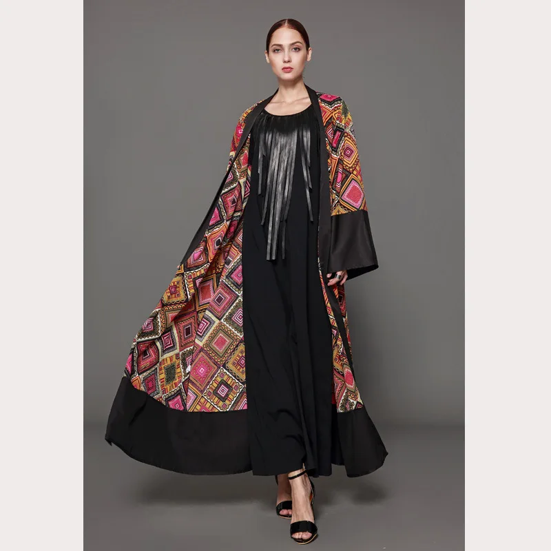 TUHAO Тренч с принтом, тонкий модный контрастный Повседневный Кардиган, X-Long Robe Femme 5XL размера плюс, женская одежда TB1539