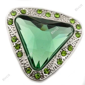 

D00979 triangle Wholesale Glass 18mm Metal ginger Charm Snap Rhinestone press studs chain bracelet Easy snap for women jewelry