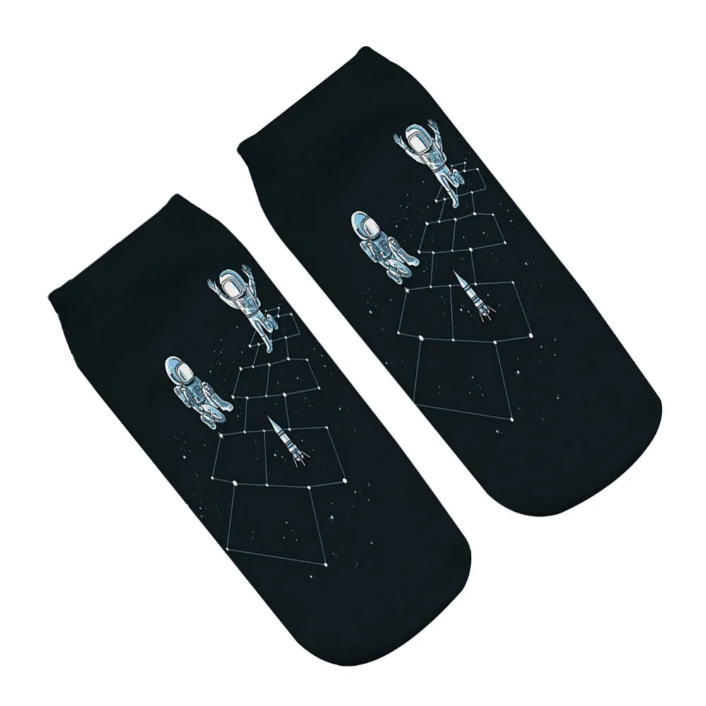 2018-astronauta-3D-dise-o-impreso-divertido-Calcetines-para-las-mujeres-Low-Cut-ankle-Happy-Calcetines (1)