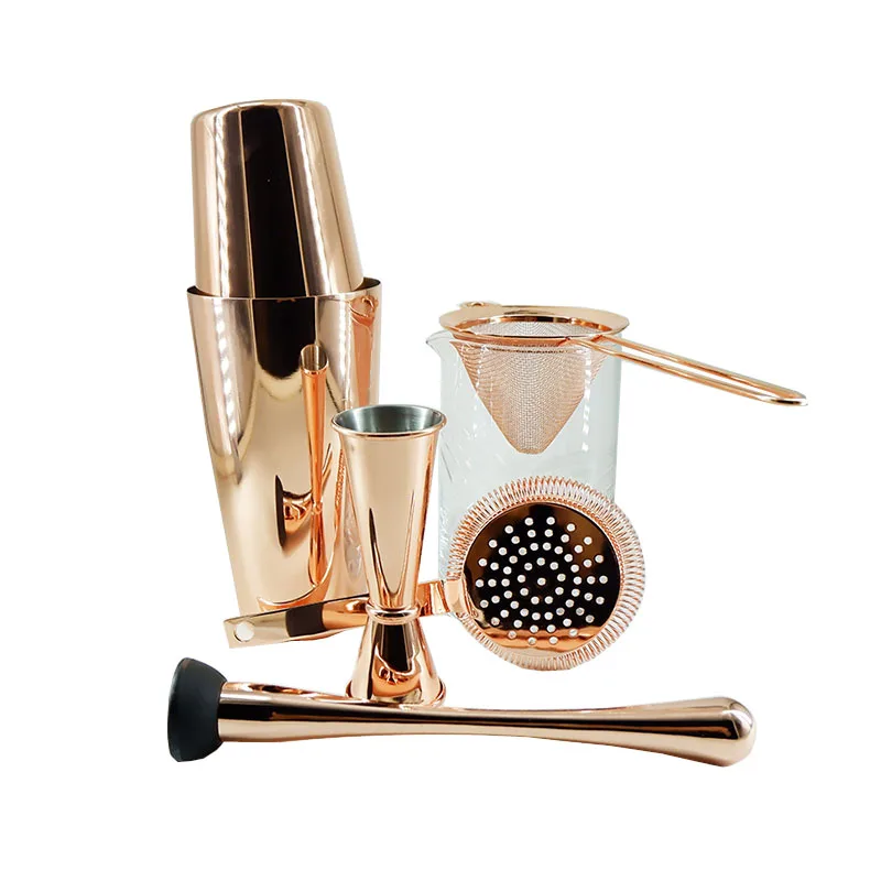 Premium 6 Piece Bar Set Boston Cocktail Shaker Bartending Set Mixing