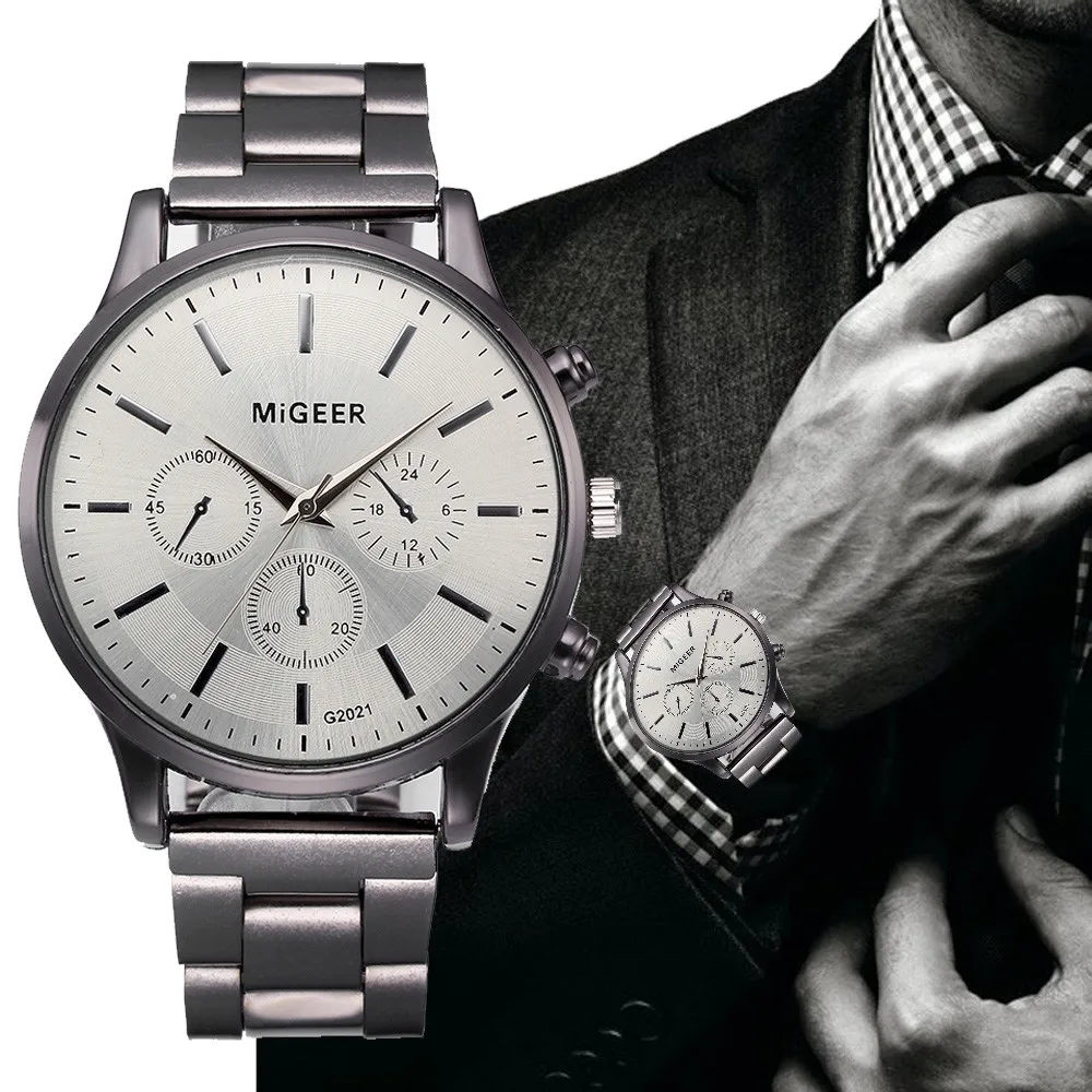 

Men Quartz Wristwatches Men's Watches Fashion Stainless Steel Wrist Watch Male Luxury Round Casual Clock Relogio Masculino P40