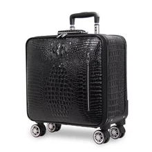 Крокодил узор коровьей сумки на колёсиках spinner вести пояса из натуральной кожи дорожного чемодана Мода Высокое качество дело тележки