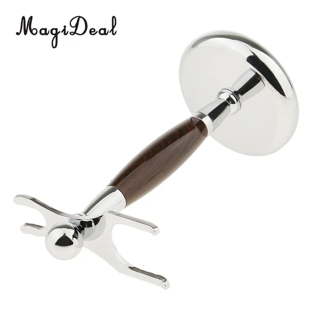 MagiDeal Men Barber Alloy Shaving Brush Safety Razor Holder Rack Stand 2 Prongs salon shaving tool Brush Holder
