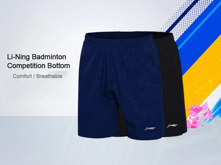 Li-Ning мужские шорты для бадминтона, спортивные шорты для соревнований, удобные, дышащие, AAPM067 MKY308