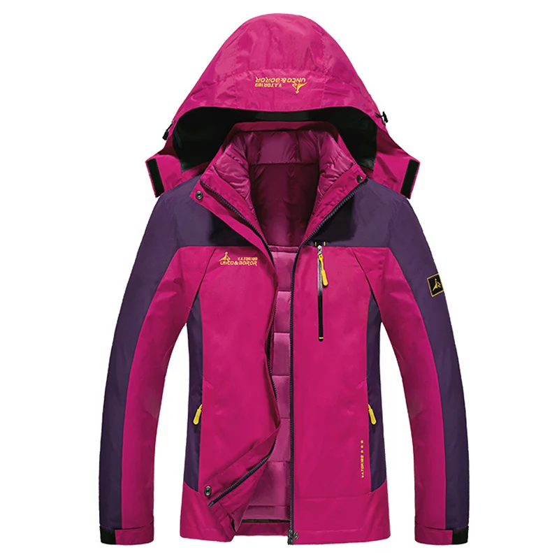 Лыжная куртка Женская водонепроницаемая зимняя куртка термо пальто для уличного катания на горных лыжах сноуборде куртка размера плюс бренд - Цвет: Rose