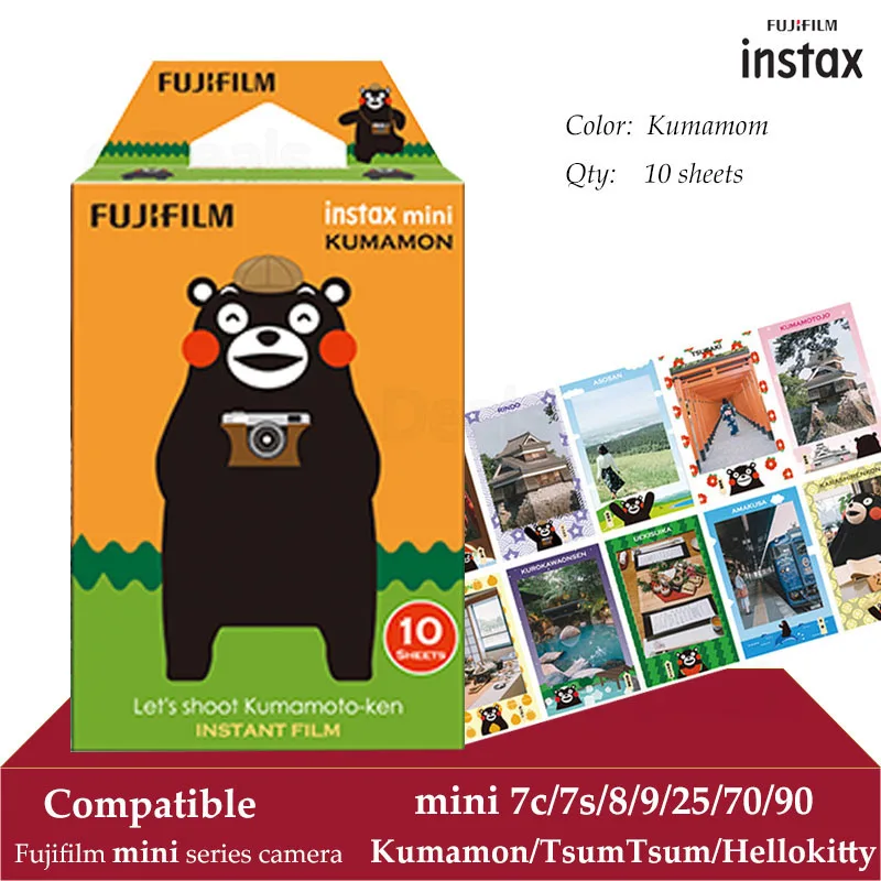 Fujifilm Instax Mini Film Kumamon 10 листов для 9 8 + 7s 70 90 25 мгновенный принтер Polariod камеры
